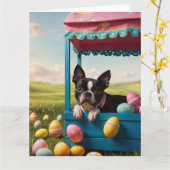 Boston Terrier Easter Kaart (Gele Bloem)