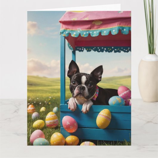 Boston Terrier Easter Kaart (Voorkant)