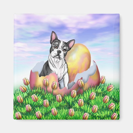 Boston Terrier Easter Surprise Magnet (Voorkant)