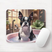 Boston Terrier Een bubbelbad nemen Muismat (Met muis)