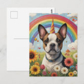 Boston Terrier Eenhoorn Briefkaart (Voorkant / Achterkant)