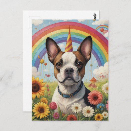 Boston Terrier Eenhoorn Briefkaart (Voorkant / Achterkant)