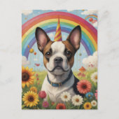 Boston Terrier Eenhoorn Briefkaart (Voorkant)