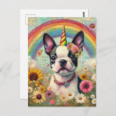 Boston Terrier Eenhoorn Briefkaart (Voorkant / Achterkant)