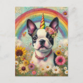 Boston Terrier Eenhoorn Briefkaart (Voorkant)