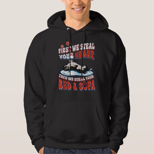 Boston Terrier Eerst sturen we je hart en we stele Hoodie (Voorkant)