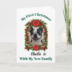 Boston Terrier Eerste Kerstkaart Kaart