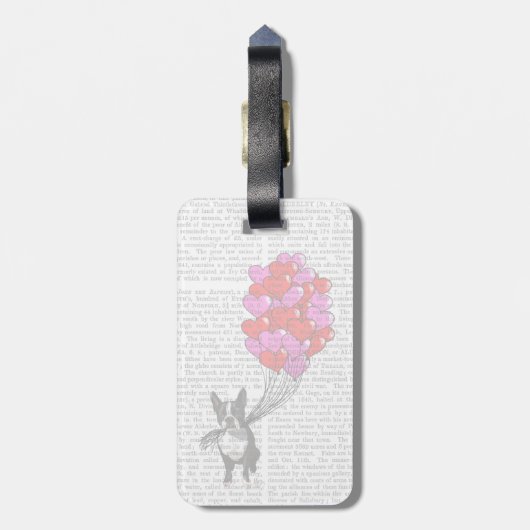 Boston Terrier en ballonnen Bagagelabel (Achterkant verticaal)