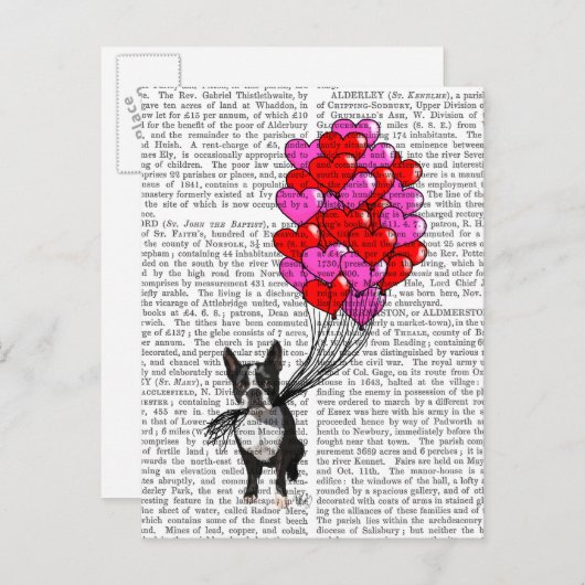 Boston Terrier en ballonnen Briefkaart (Voorkant / Achterkant)