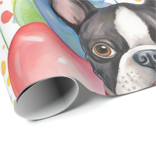 Boston Terrier en ballonnen Cadeaupapier (Rol Hoek)