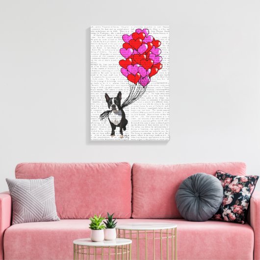 Boston Terrier en ballonnen Canvas Afdruk (Insitu (Woonkamer))