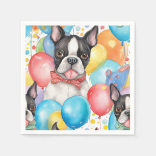 Boston Terrier en ballonnen Servet