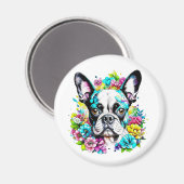 Boston Terrier en Bloemen Magneet (Voorkant / Achterkant)