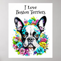 Boston Terrier en Bloemen