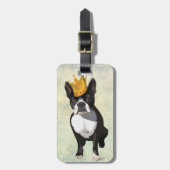Boston Terrier en Crown Bagagelabel (Voorkant verticaal)