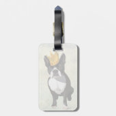 Boston Terrier en Crown Bagagelabel (Achterkant verticaal)