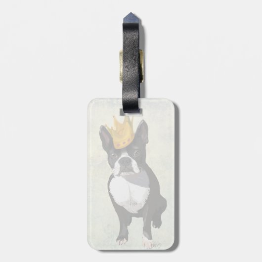Boston Terrier en Crown Bagagelabel (Achterkant verticaal)