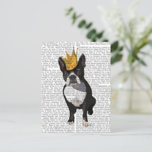 Boston Terrier en Crown Briefkaart (Staand voorkant)