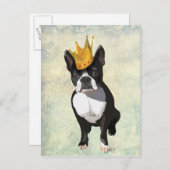 Boston Terrier en Crown Briefkaart (Voorkant / Achterkant)