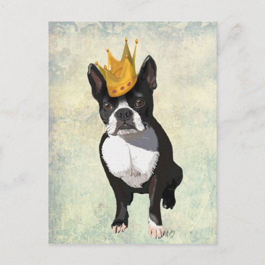 Boston Terrier en Crown Briefkaart (Voorkant)