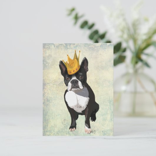 Boston Terrier en Crown Briefkaart (Staand voorkant)