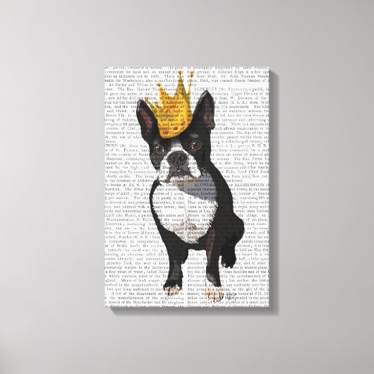 Boston Terrier en Crown Canvas Afdruk (Voorkant)