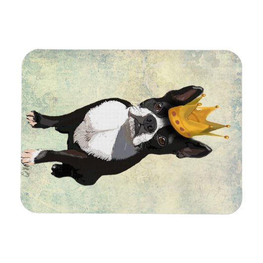 Boston Terrier en Crown Magneet (Horizontaal)
