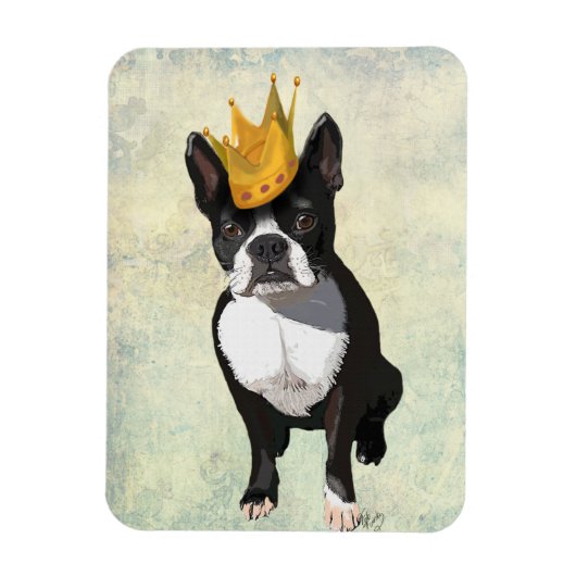 Boston Terrier en Crown Magneet (Verticaal)