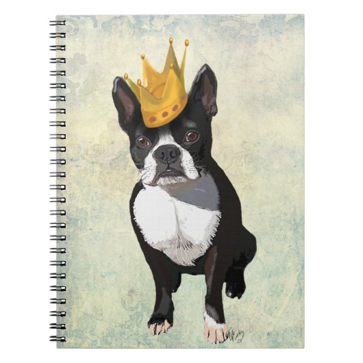 Boston Terrier en Crown Notitieboek (Voorkant)