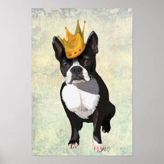 Boston Terrier en Crown Poster (Voorkant)