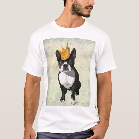 Boston Terrier en Crown T-shirt (Voorkant)