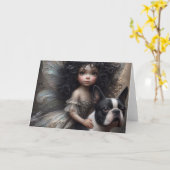 Boston Terrier en Fairy Kaart (Gele Bloem)