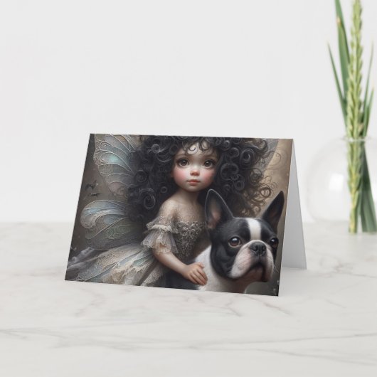 Boston Terrier en Fairy Kaart (Voorkant)