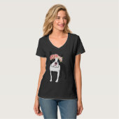 Boston Terrier en Flowers gemonteerd T-shirt (Voorkant volledig)