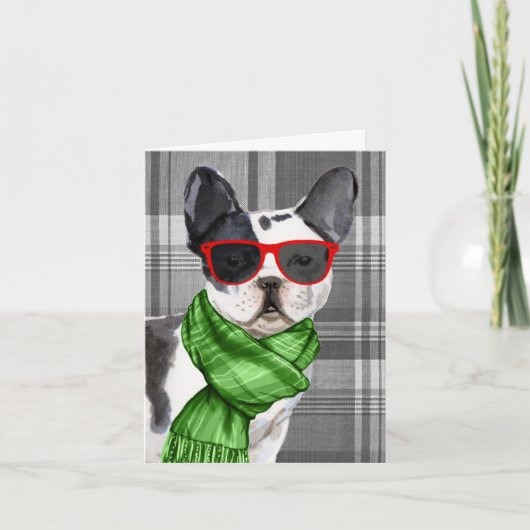 Boston Terrier en Grey Pset Kerstmis Feestdagen Kaart (Voorkant)