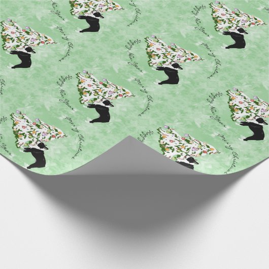 Boston Terrier en kerstboom Cadeaupapier (Hoek)