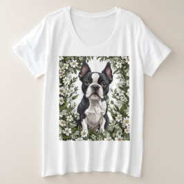 Boston Terrier en Massachusetts Mayflowers 2 Grote Maat T-shirt
