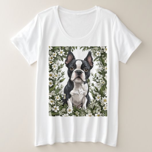 Boston Terrier en Massachusetts Mayflowers 2 Grote Maat T-shirt (Design voorkant)