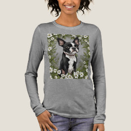 Boston Terrier en Massachusetts Mayflowers 3 Tri-Blend Shirt