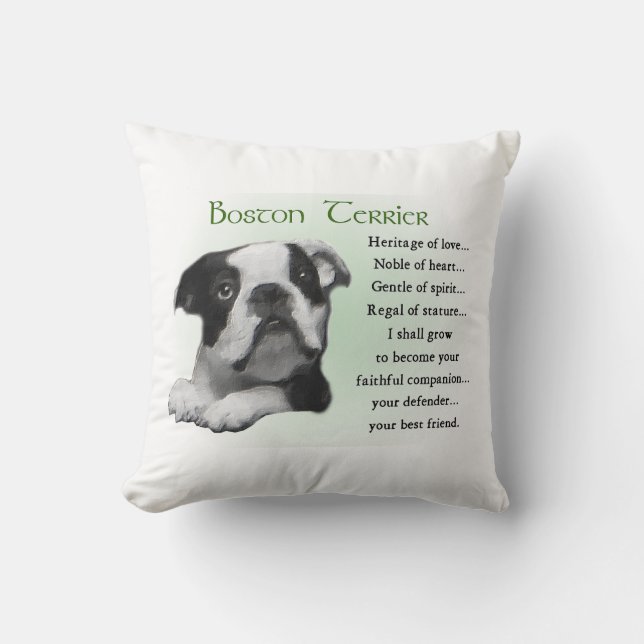 Boston Terrier Erfgoed van Liefde Kussen (Voorkant)