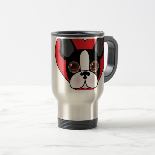 Boston Terrier Face Reisbeker (Voorkant rechts)