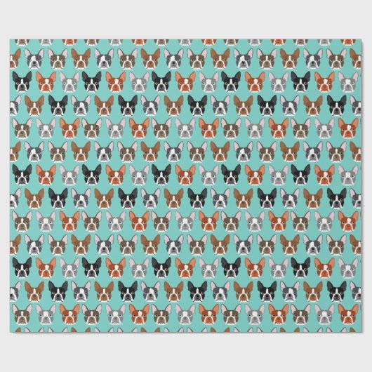 Boston Terrier Faces Wrapping Paper - schattig cad Cadeaupapier (Vlak)