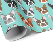 Boston Terrier Faces Wrapping Paper - schattig cad Cadeaupapier (Rol Hoek)