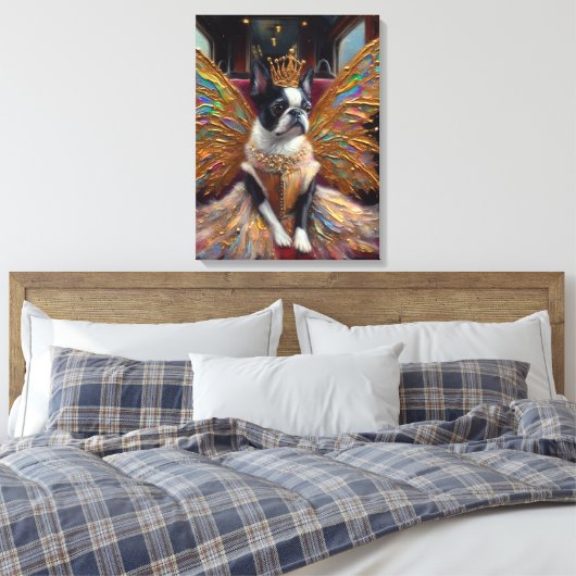 Boston Terrier Fairy Canvas Afdruk (Insitu (Slaapkamer))