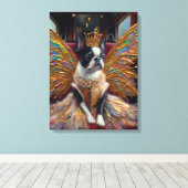 Boston Terrier Fairy Canvas Afdruk (Insitu (Houten vloer))