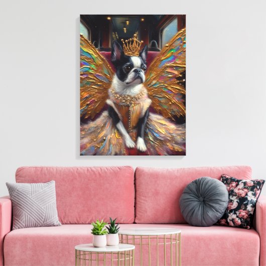 Boston Terrier Fairy Canvas Afdruk (Insitu (Woonkamer))