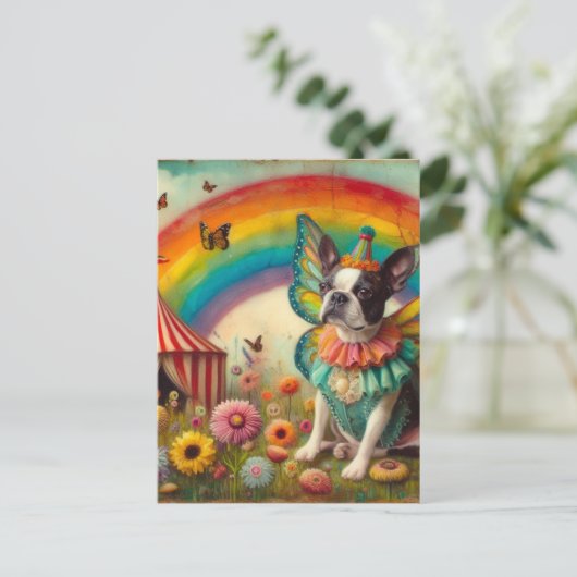 Boston Terrier Fairy Circus Briefkaart (Staand voorkant)