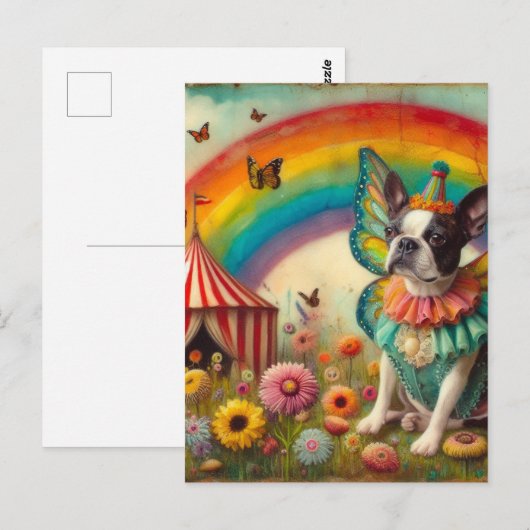 Boston Terrier Fairy Circus Briefkaart (Voorkant / Achterkant)