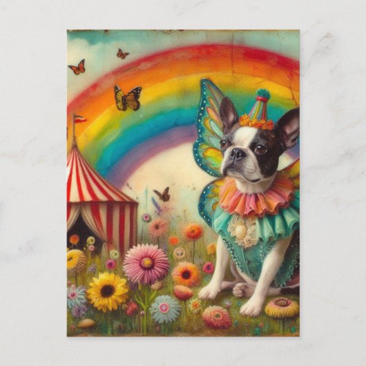 Boston Terrier Fairy Circus Briefkaart (Voorkant)