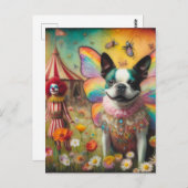 Boston Terrier Fairy Circus Clown Briefkaart (Voorkant / Achterkant)